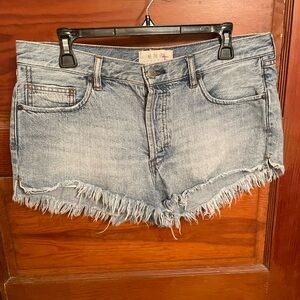 Free people Denim Frayed Hem Shorts
